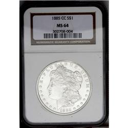 1885-CC S$1 MS64 NGC. Sparkling mint frost enhances th