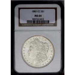 1885-CC S$1 MS64 NGC. This low mintage Carson City nea