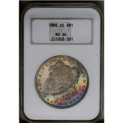 1885-CC S$1 MS64 NGC. A lovely example with the obvers