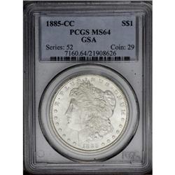 1885-CC S$1 MS64 PCGS. A frosty and fully lustrous Min