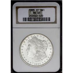 1885-CC S$1 MS65 NGC. Snow-white mint frost with a bol
