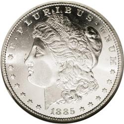 1885-CC S$1 MS66 Deep Mirror Prooflike NGC. A deeply m