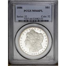 1886 S$1 MS66 Prooflike PCGS. Deeply reflective fields