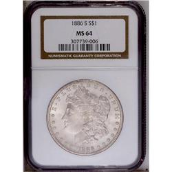1886-S S$1 MS64 NGC. Boldly struck and lustrous with f