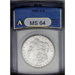 1886-S S$1 MS64 ANACS. Bright, essentially untoned sur