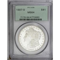 1887-O S$1 MS64 PCGS. Light, unstruck roller marks sho