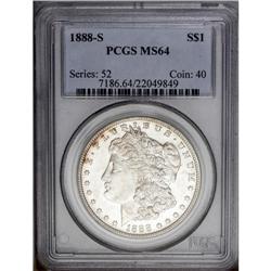 1888-S S$1 MS64 PCGS. Partially prooflike surfaces set