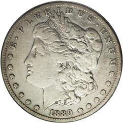 1889-CC S$1 VF30 ANACS. A light-gray example with mode