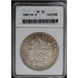 1889-CC S$1 VF30 ANACS. The devices have light gray co