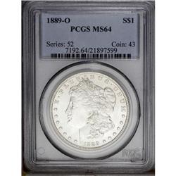 1889-O S$1 MS64 PCGS. A lovely near-Gem with satiny si