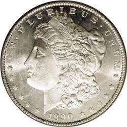 1890 S$1 MS65 Prooflike PCGS. The 1890 dollar is very