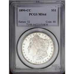 1890-CC S$1 MS64 PCGS. Satiny luster enlivens each sid