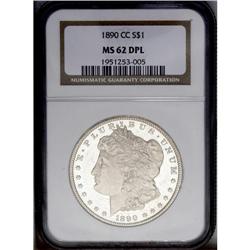 1890-CC S$1 MS62 Deep Mirror Prooflike NGC. Heavily fr