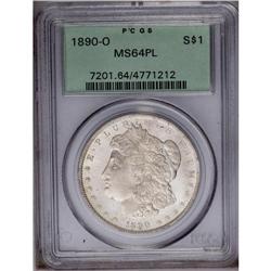 1890-O S$1 MS64 Prooflike PCGS. Mostly brilliant with