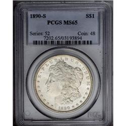 1890-S S$1 MS65 PCGS. A flashy Gem with a nearly unimp