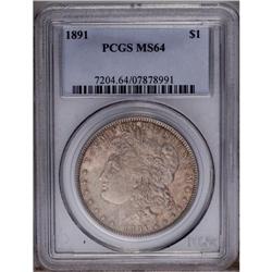 1891 S$1 MS64 PCGS. Boldly struck with rich luster and