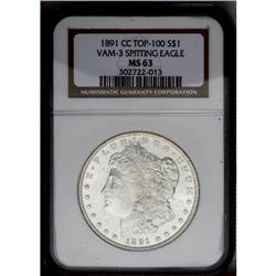 1891-CC S$1 MS63 NGC. VAM-3. A Top 100 Variety. Light