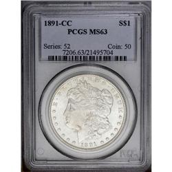 1891-CC S$1 MS63 PCGS. The design features are sharply