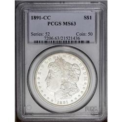 1891-CC S$1 MS63 PCGS. The flashy, brilliant surfaces