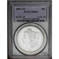 1891-CC S$1 MS64 PCGS. Lovely near-Gem example of this