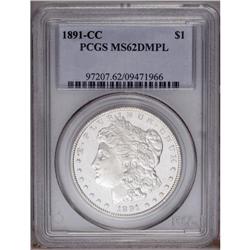 1891-CC S$1 MS62 Deep Mirror Prooflike PCGS. VAM-3. A
