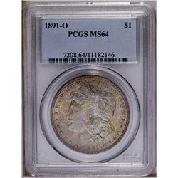 1891-O S$1 MS64 PCGS. Attractive golden-olive and pale