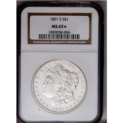 1891-S S$1 MS65 S NGC. Partially prooflike fields pre