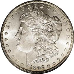 1892-CC S$1 MS64 PCGS. Radiant, essentially untoned su