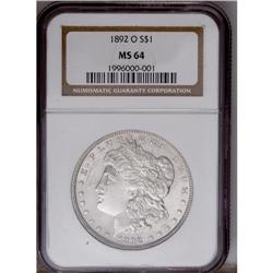 1892-O S$1 MS64 NGC. Not fully struck in the centers,