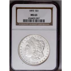 1893 S$1 MS63 NGC. The flashy, brilliant surfaces exhi