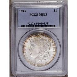 1893 S$1 MS63 PCGS. The peak of the 3 in the date is r