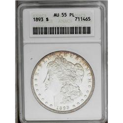 1893 S$1 AU55 Prooflike ANACS. Reddish-gold patina gra