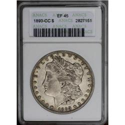 1893-CC S$1 XF45 ANACS. Silver-gray centers are framed