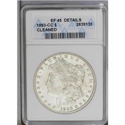 1893-CC S$1 --Cleaned--ANACS. XF45 Details. Whispers of