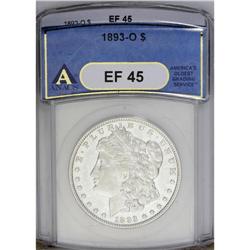 1893-O S$1 XF45 ANACS. This Choice XF O-Mint dollar di