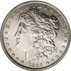 1894 S$1 --Cleaned--ANACS. MS60 Details. A lovely examp