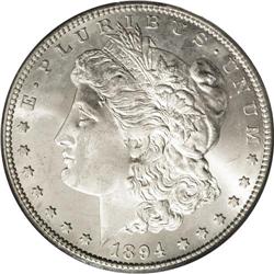 1894-S S$1 MS63 PCGS. This lustrous better date dollar