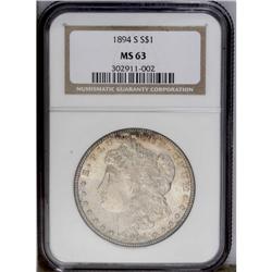 1894-S S$1 MS63 NGC. Not excessively abraded, yet not