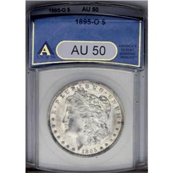 1895-O S$1 AU50 ANACS. Luster brightens the legends, s