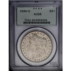 1896-O S$1 AU58 PCGS. Lovely pastel peach and stone-gr