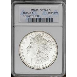 1896-S S$1 --Scratched--ANACS. MS60 Details. A sharply