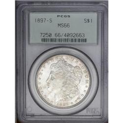 1897-S S$1 MS66 PCGS. Golden-brown dashes adorn this l