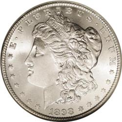 1898 S$1 MS67 NGC. Shimmering white luster, fully stru