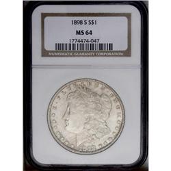 1898-S S$1 MS64 NGC. Lustrous silver-gray surfaces see
