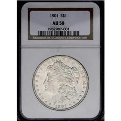 1901 S$1 AU58 NGC. Light rubbing on the highest points