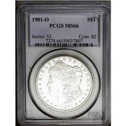 1901-O S$1 MS66 PCGS. Speckles of faint gold color, wh