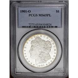 1901-O S$1 MS65 Prooflike PCGS. Touches of gold and ta
