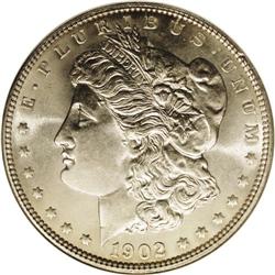 1902 S$1 MS67 NGC. Unlike many toned Morgan dollars, t