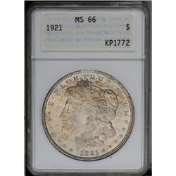 1921 S$1 MS66 ANACS. Delicately toned in ice-blue and
