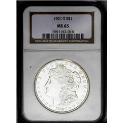 1921-S S$1 MS65 NGC. Frosty and untoned, with bold str